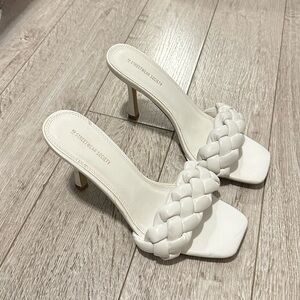 White Braided Mule Heels NEVER WORN Size 9